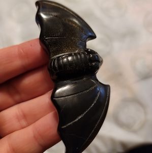 Gold sheen obsidian bat
